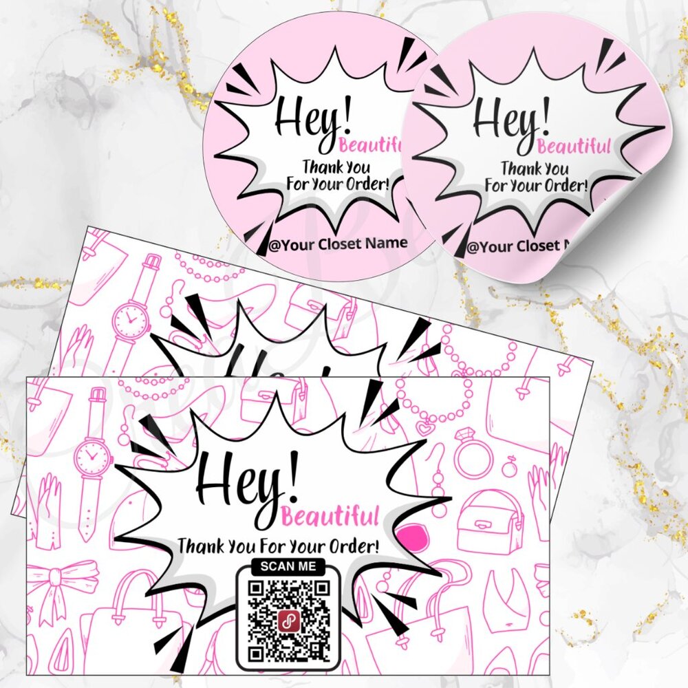 120 Pack Hey beautiful  QR Personalized Thank You Cards & Stickers